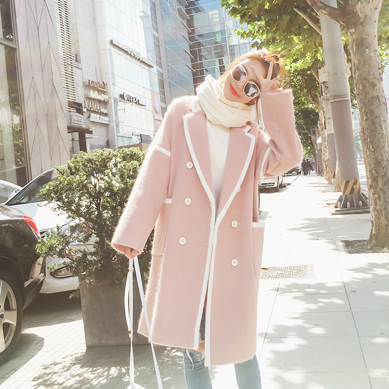 韩国斗篷中长版呢子搭配,韩版毛呢外套牛角扣长款搭配