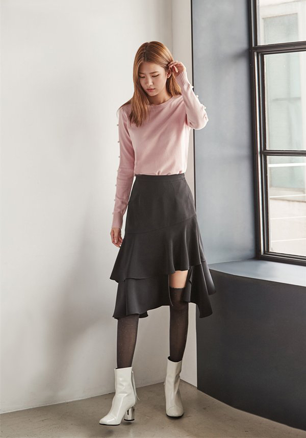 毛衣和裙子怎么搭配好看?韩国chic风秋冬毛衣配裙子示范