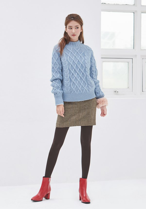 毛衣和裙子怎么搭配好看?韩国chic风秋冬毛衣配裙子示范