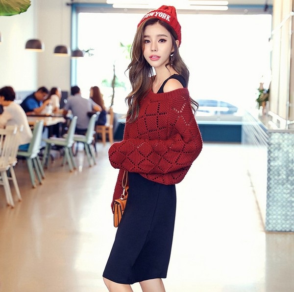 韩国女生裙子秋冬穿搭,韩国美眉穿衣