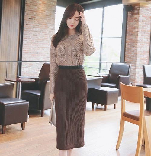 韩国女生裙子秋冬穿搭,韩国美眉穿衣