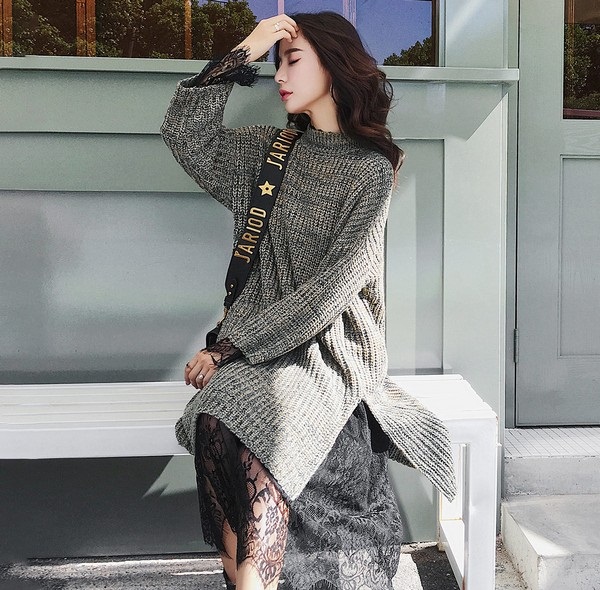 韩国女生裙子秋冬穿搭,韩国美眉穿衣