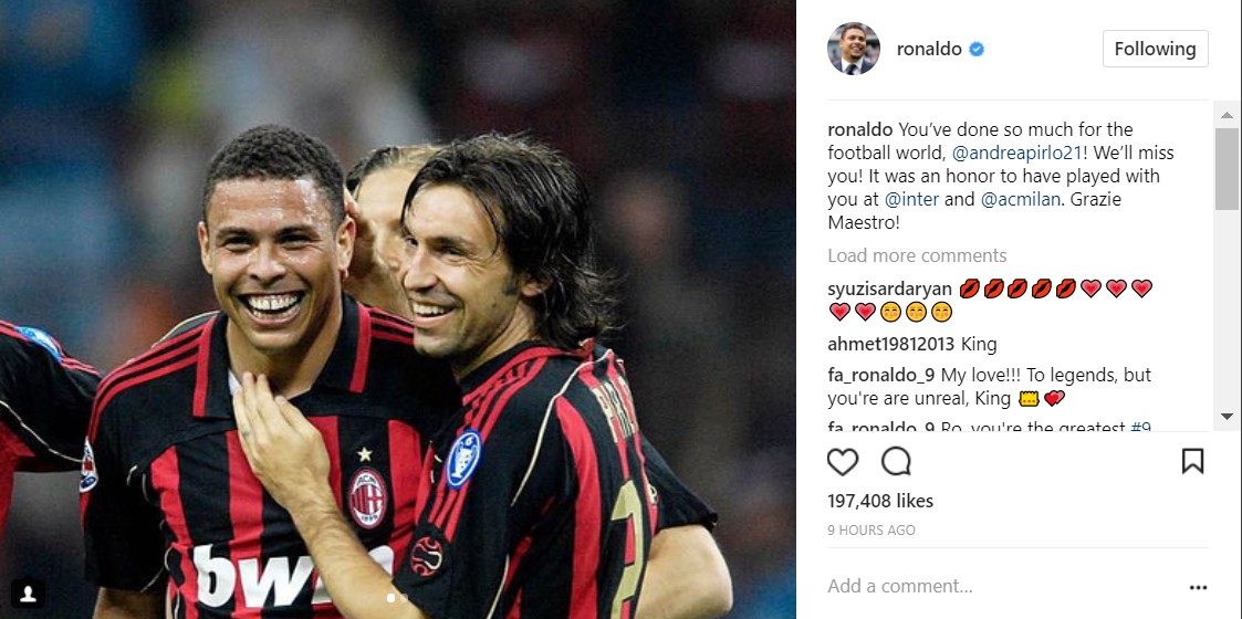 皮尔洛告别世界杯,传奇落幕罗纳尔多