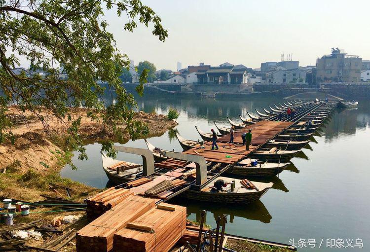 义乌佛堂万善浮桥,佛堂万善浮桥老照片