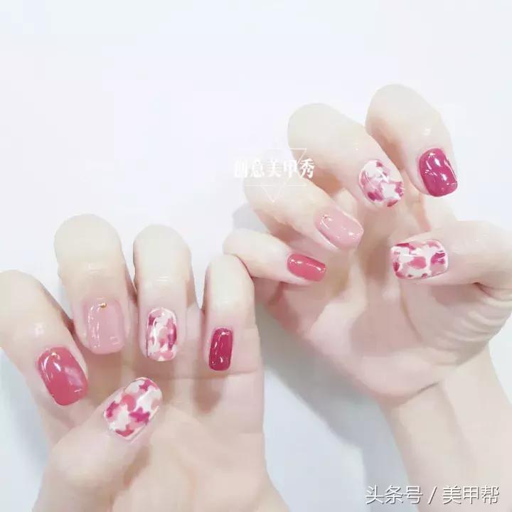 干美甲款式图片大全,蜜糖小姐美甲焦糖玫瑰色款式