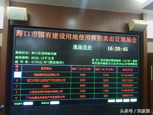 海南土地拍地出售,海口最新土拍价