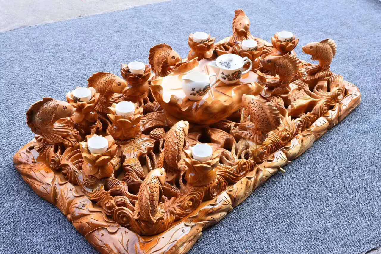 这才是真正的高端茶具,崖柏茶盘文玩