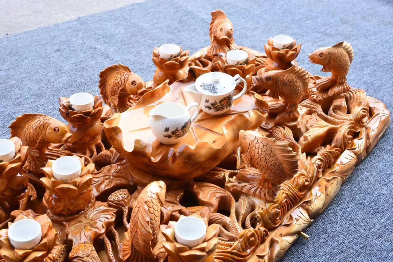 这才是真正的高端茶具,崖柏茶盘文玩