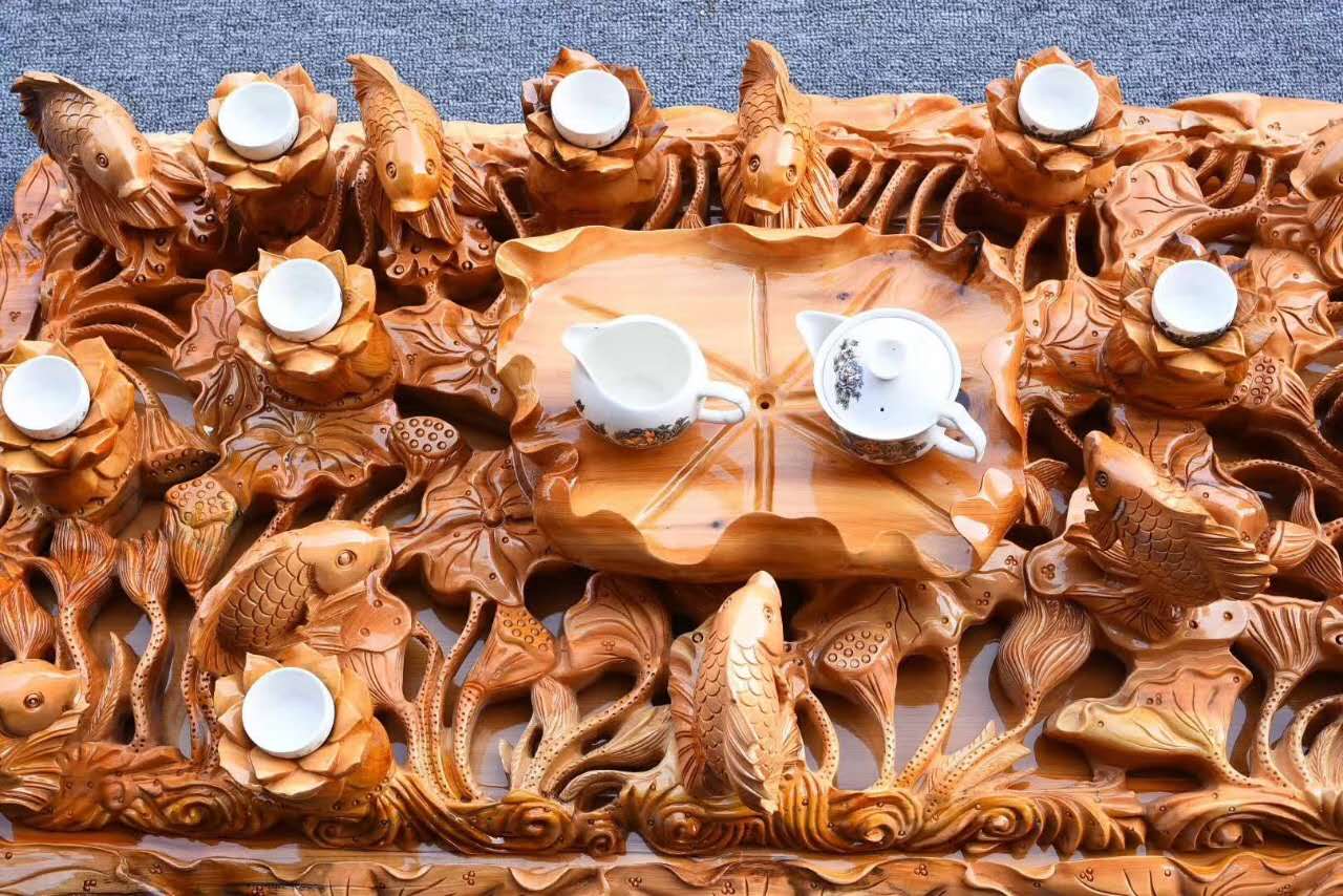 这才是真正的高端茶具,崖柏茶盘文玩