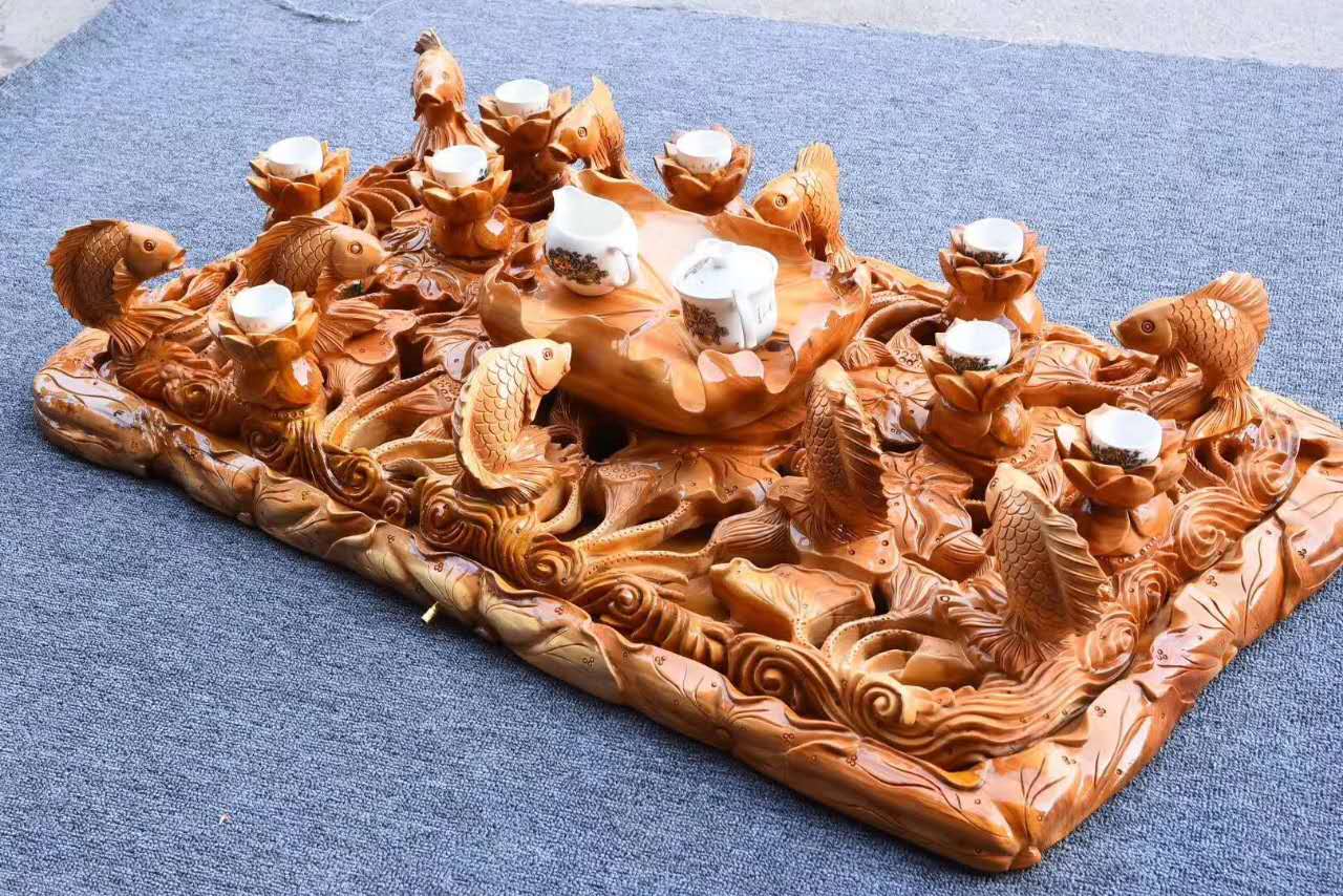 这才是真正的高端茶具,崖柏茶盘文玩