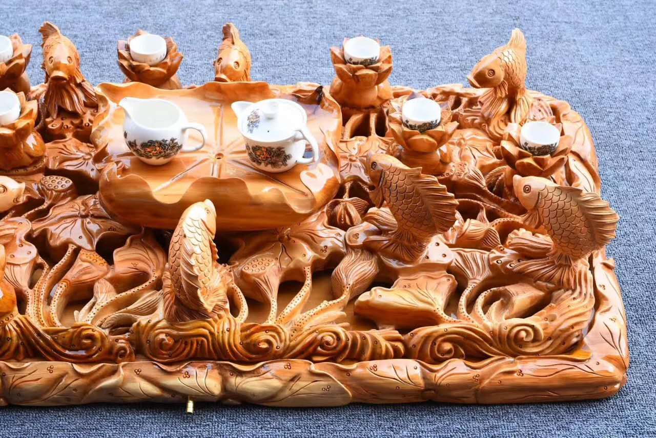 这才是真正的高端茶具,崖柏茶盘文玩