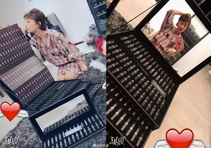 明星晒自己口红,晒男朋友口红