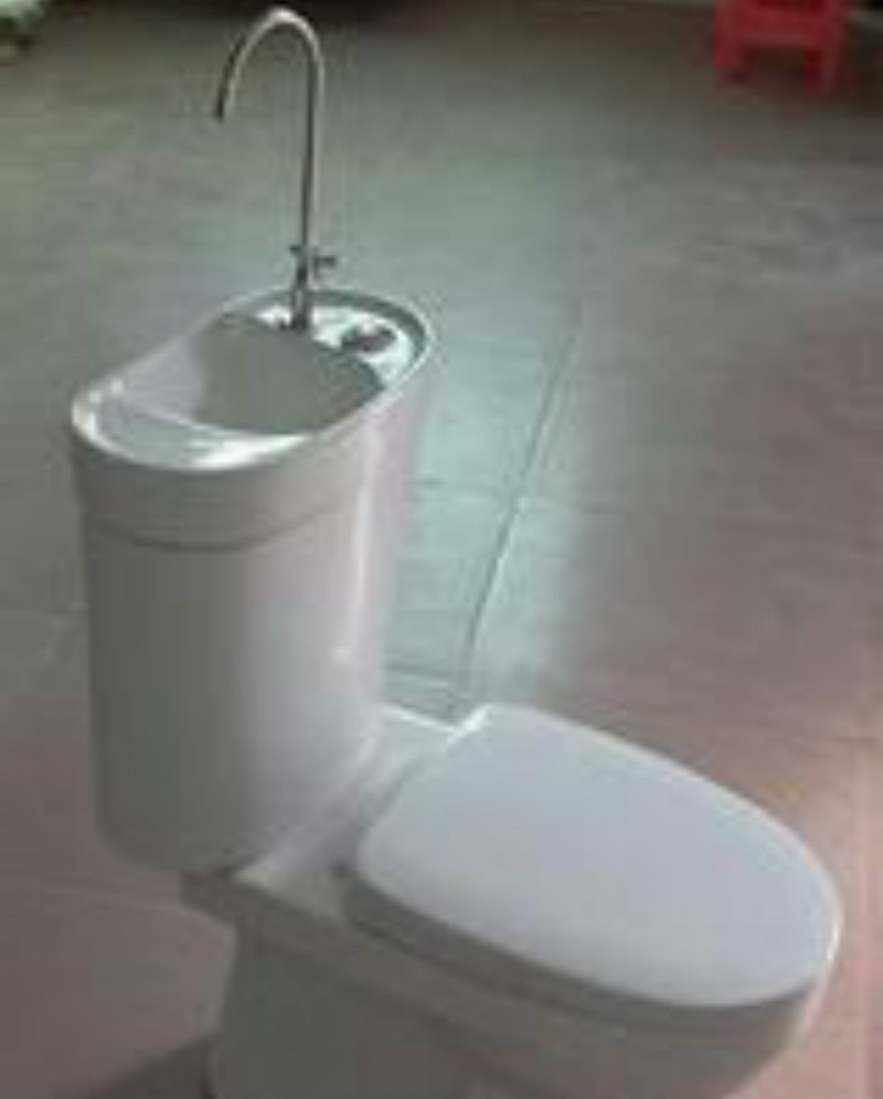 头一次见带洗漱盆的马桶,一年能节省好多水费