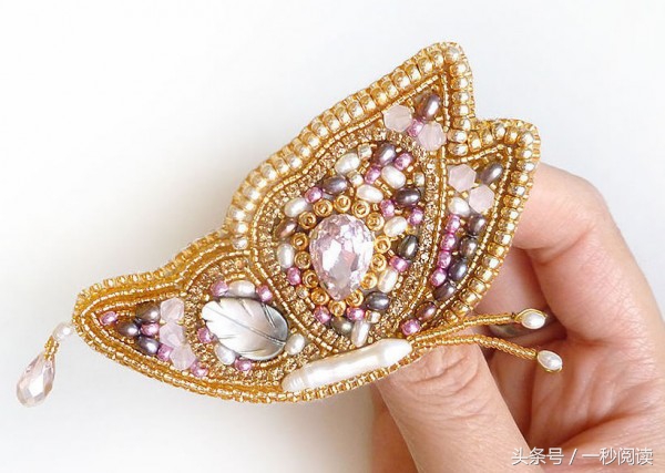 淡水珍珠串珠蝴蝶,羽毛串珠珍珠胸针