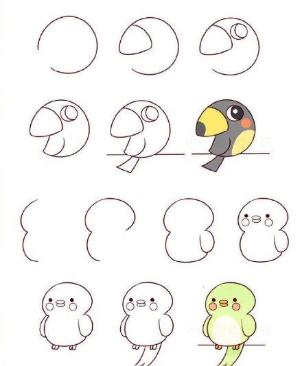 十种鸟类简笔画你看过吗?孔雀鸵鸟猫头鹰都在这里,快收藏教孩子