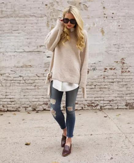 毛衣衬衫最温暖的叠穿套路,毛衣衬衫这么穿时髦炸了