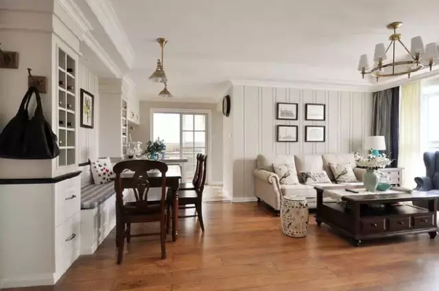 92平米三室一厅美式装修效果图,小三居90平米简约风格装修多储物