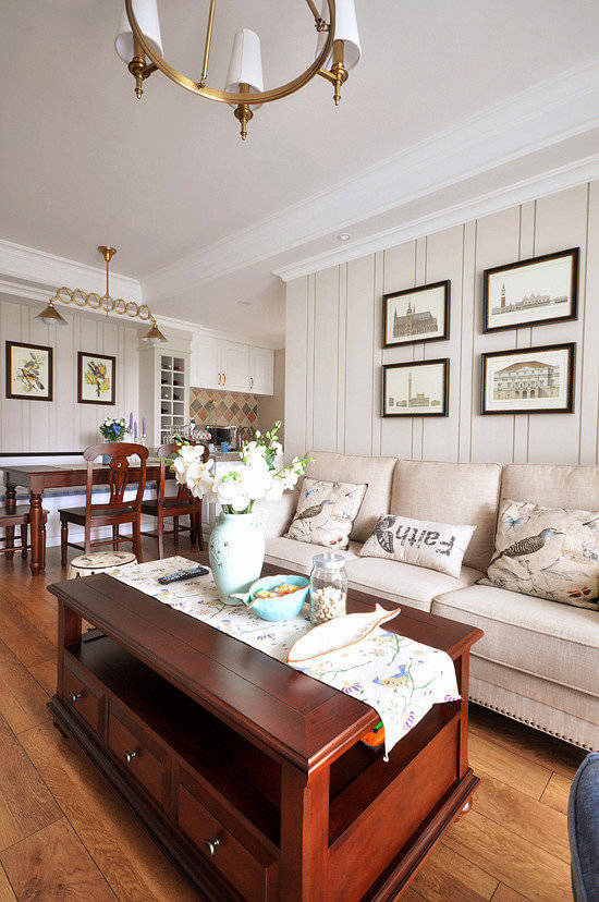 92平米三室一厅美式装修效果图,小三居90平米简约风格装修多储物