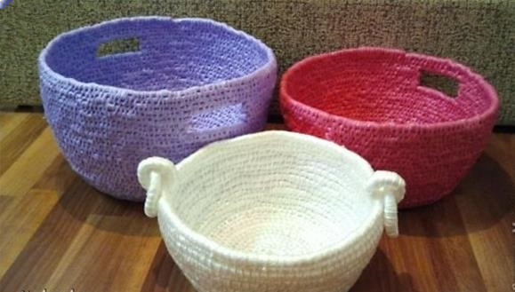 废旧塑料袋怎么做简单小花篮,环保手工制作废物利用手提篮