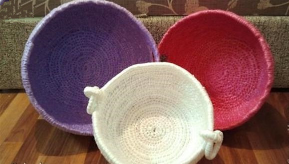 废旧塑料袋怎么做简单小花篮,环保手工制作废物利用手提篮