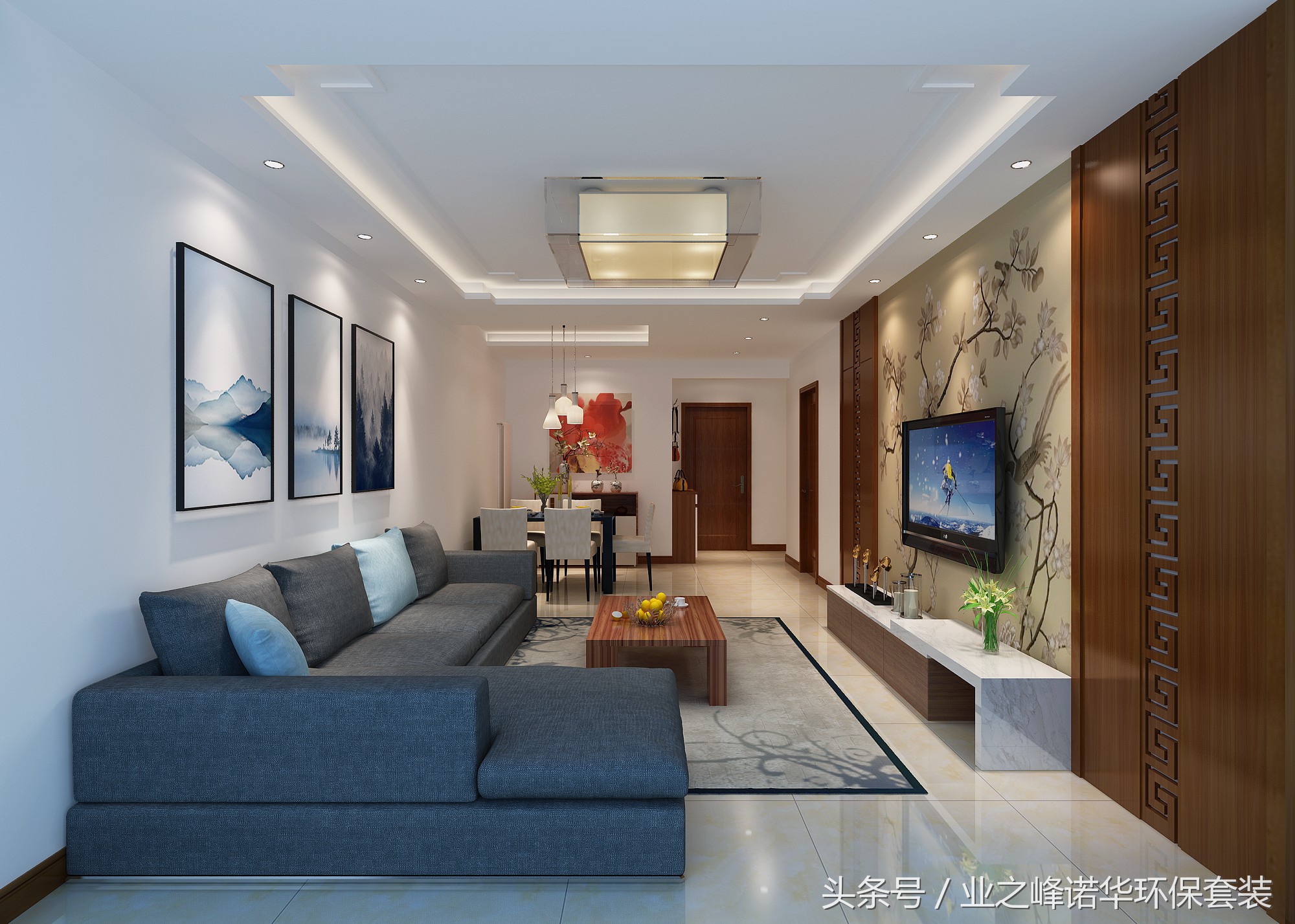 水墨林溪江景高层,水墨山水林溪