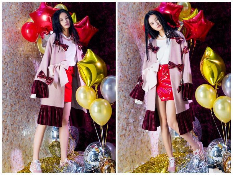 外套来个蝴蝶结，不止CUTE