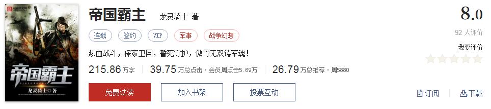 起点评分8.7以上小说排行榜,推荐五本巅峰网络小说统治力爆表