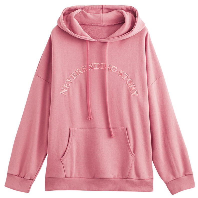 女高中生加绒连帽卫衣12-15岁,连帽卫衣宽松慵懒风高级感加绒