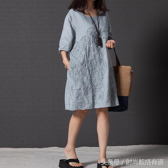 又复古又民族风的棉麻连衣裙,适合35-45岁的妈妈穿