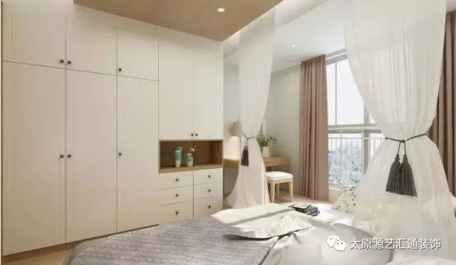 唐槐园100平装修风格,主卧新中式装修效果图