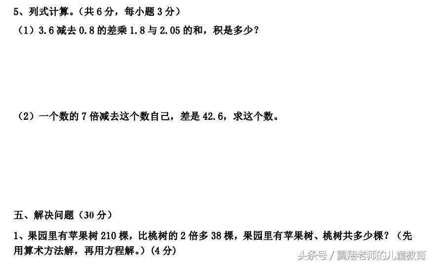 五年级小数乘除竖式100道,小学五年级上册数学小数乘除