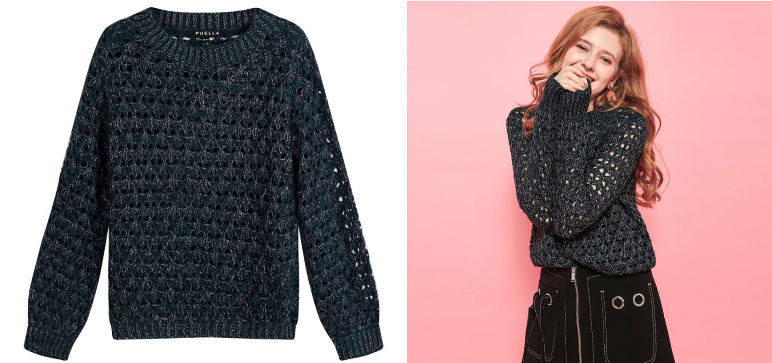 粗棒针毛衣宽松慵懒风搭配,拯救圆领粗针织毛衣穿搭