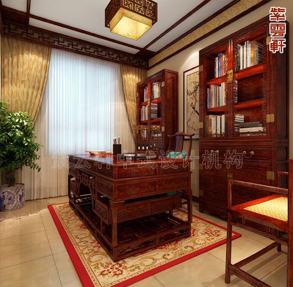 紫云轩人字形屋顶中式装修,紫云轩中式复古豪宅别墅设计