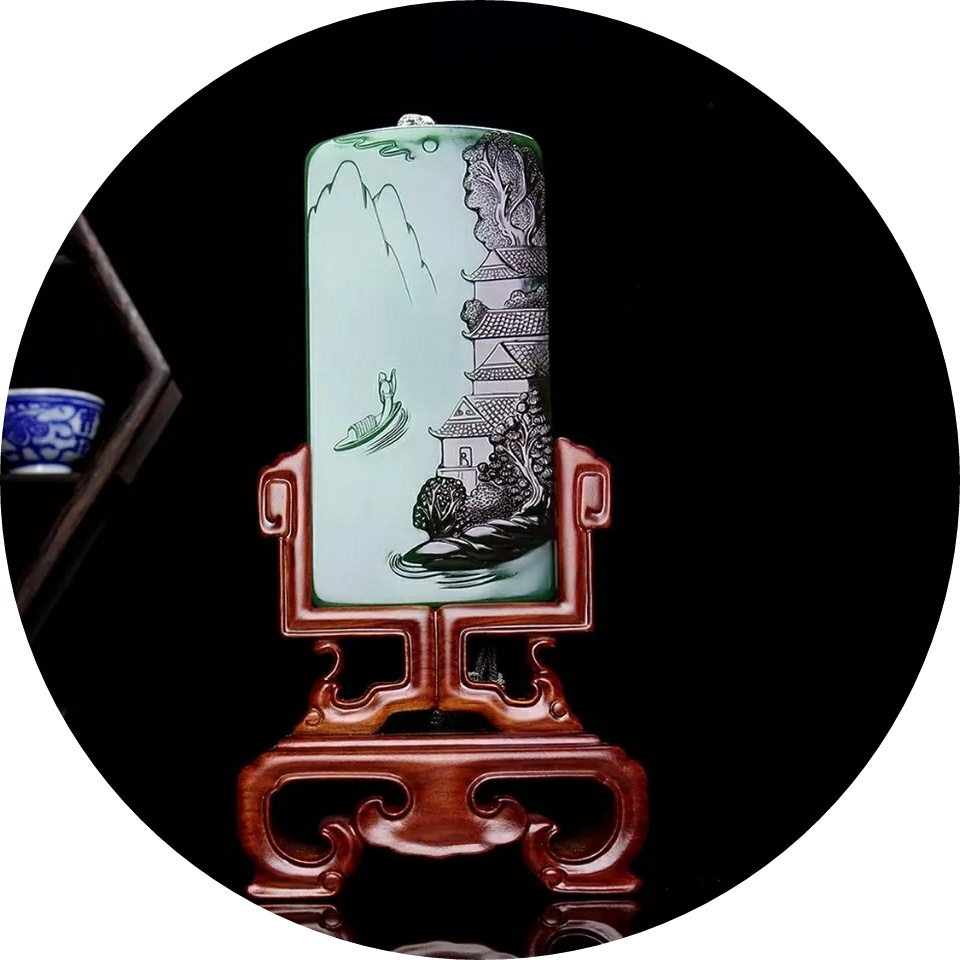 玉雕碧玉仕女 (玉雕碧玉花鸟)