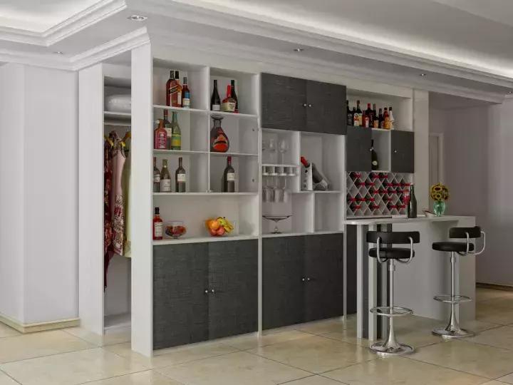 1.8米餐边酒柜效果图,100款酒柜效果图带玻璃门
