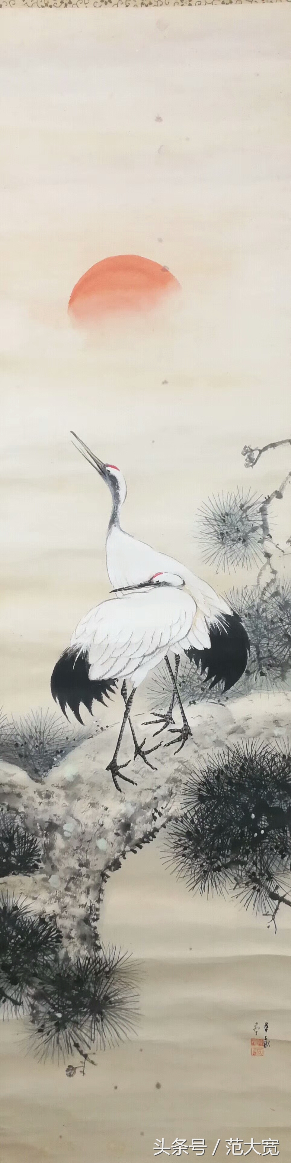日本画师画仙鹤,仙鹤画作讲解