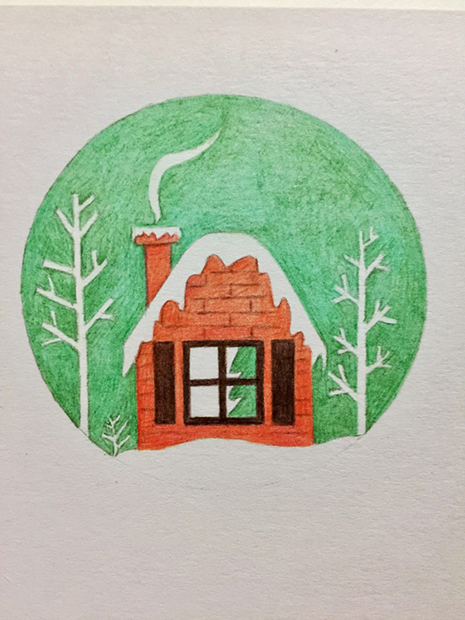 圣诞节为主题的彩铅画,彩铅画卡通人物小熊圣诞节