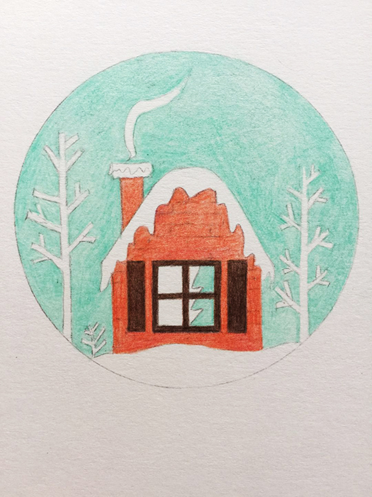 圣诞节为主题的彩铅画,彩铅画卡通人物小熊圣诞节