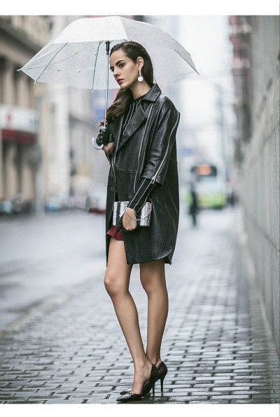 赵丽颖皮衣怎么搭配,赵丽颖大波浪造型皮衣