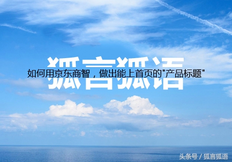 狐说：如何用京东商智，做出能上首页的“产品标题”