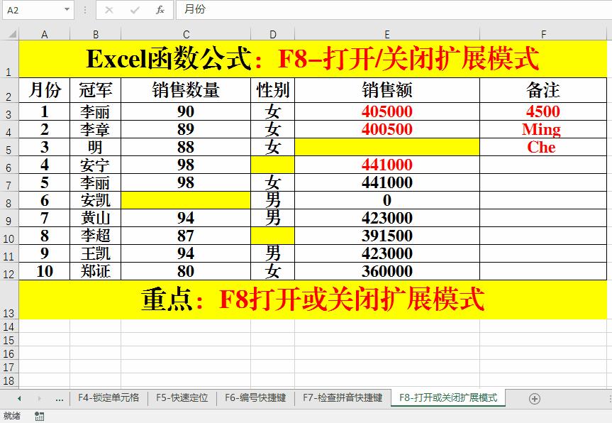 excel常用公式键盘怎么操作,excel中f1到f12功能键的具体功能