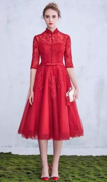 农村婚礼新娘敬酒服套装,婚礼现场敬酒服造型图片大全