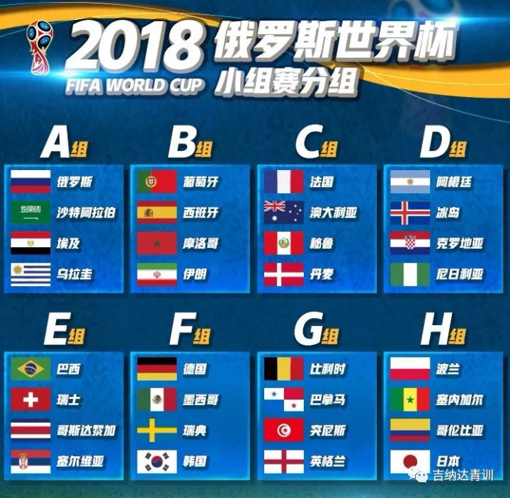 2018俄罗斯世界杯32强分组图,俄罗斯青训