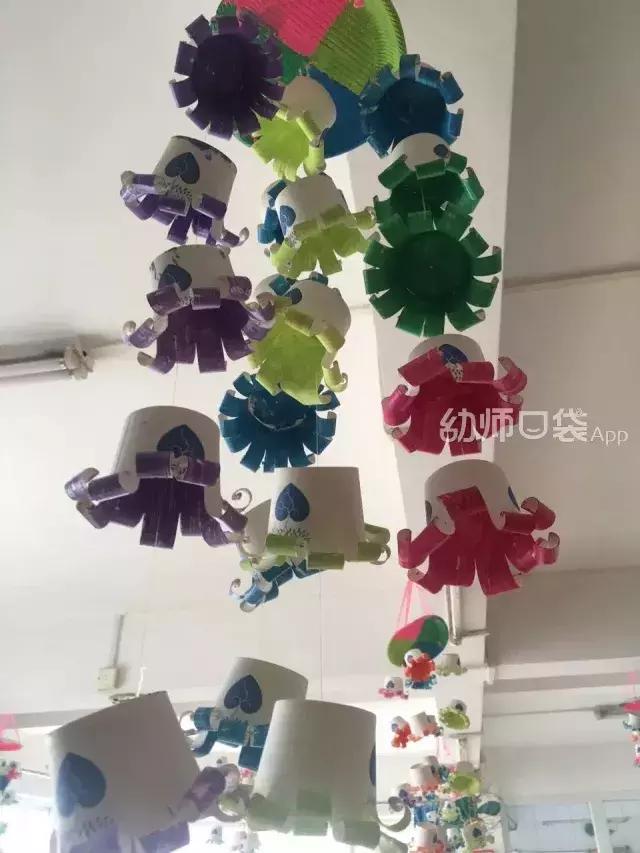 吊饰幼儿园教室吊饰简单环保,用废旧物品做关于冬天的手工吊饰