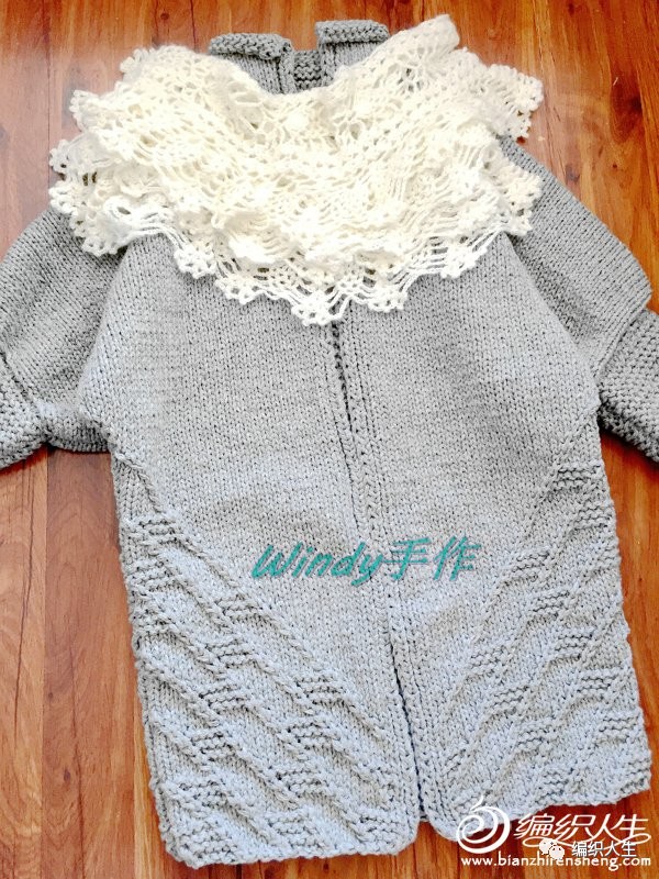 棒针粗线外套大衣教程,棒针休闲简洁大衣图解