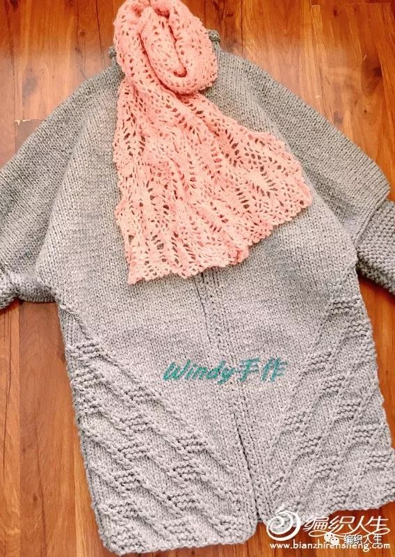 棒针粗线外套大衣教程,棒针休闲简洁大衣图解