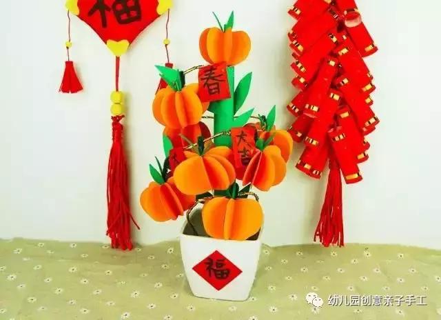 幼儿园元旦手工制作:鞭炮灯笼卡纸舞龙等,8个教程“年味”十足