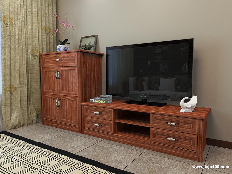 经典电视柜装修效果图,新中式简单大方电视柜效果图