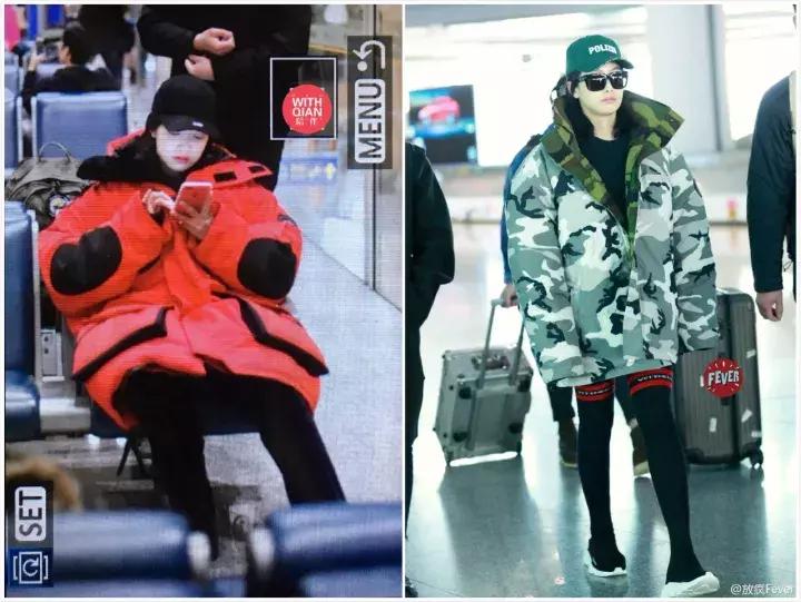 林允穿3万块的羽绒服机场凹造型，网友吐槽：这是穿了件被子吧？