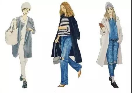 18套值得借鉴的的日常手绘穿搭,冬季穿搭手绘插画